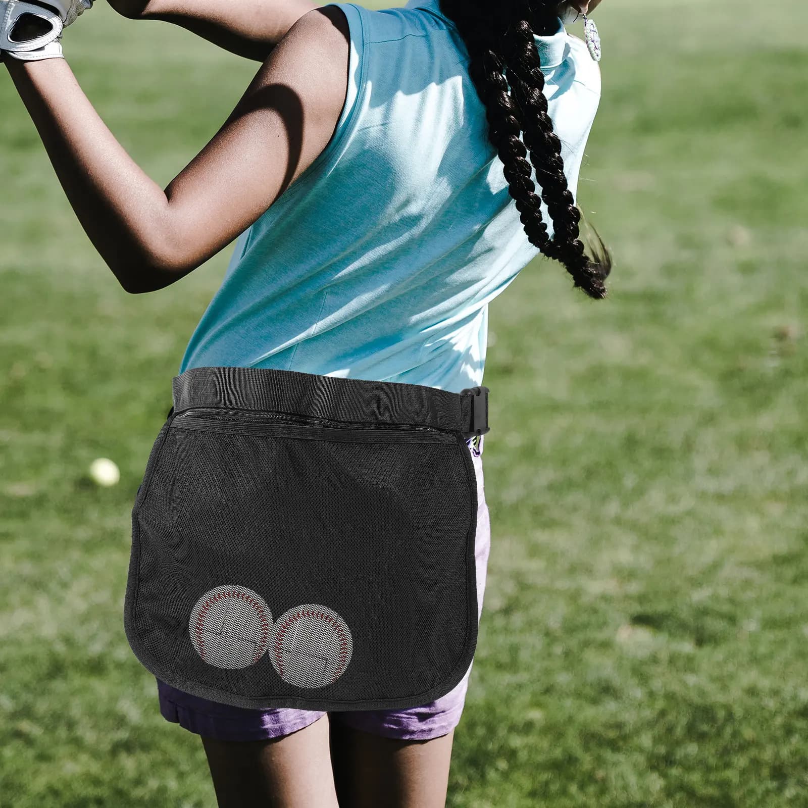 Borsa a tracolla riutilizzabile per palline da tennis, in rete, leggera e portatile, porta palline da tennis, custodia sportiva per palline