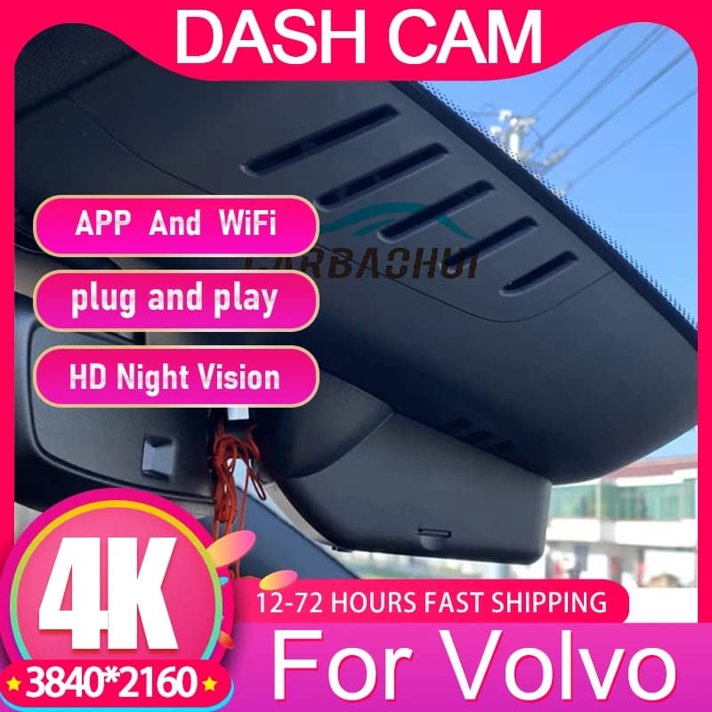 4K UHD Auto DVR Wifi Dash Cam Video recorder Simple installation for Volvo V40 V60 V90 S60 S90 XC40 XC60 XC90 C40 Polestar 2