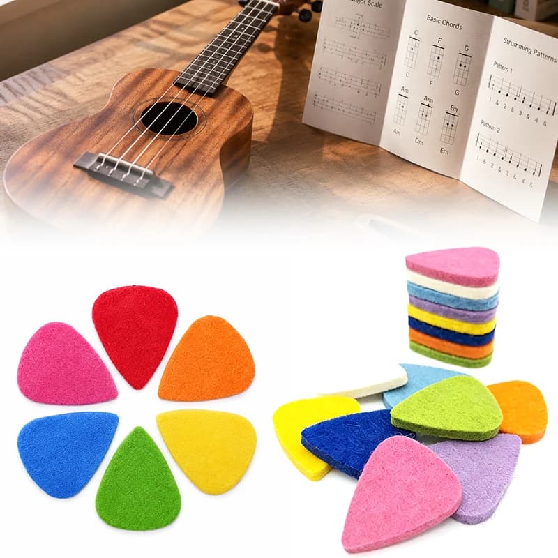 6-12PCS/Pack Felt Picks for Guitar Ukulele Random Mixed Colors Beginner Music Lovers Musical Instrument Practice Accessories ZYF