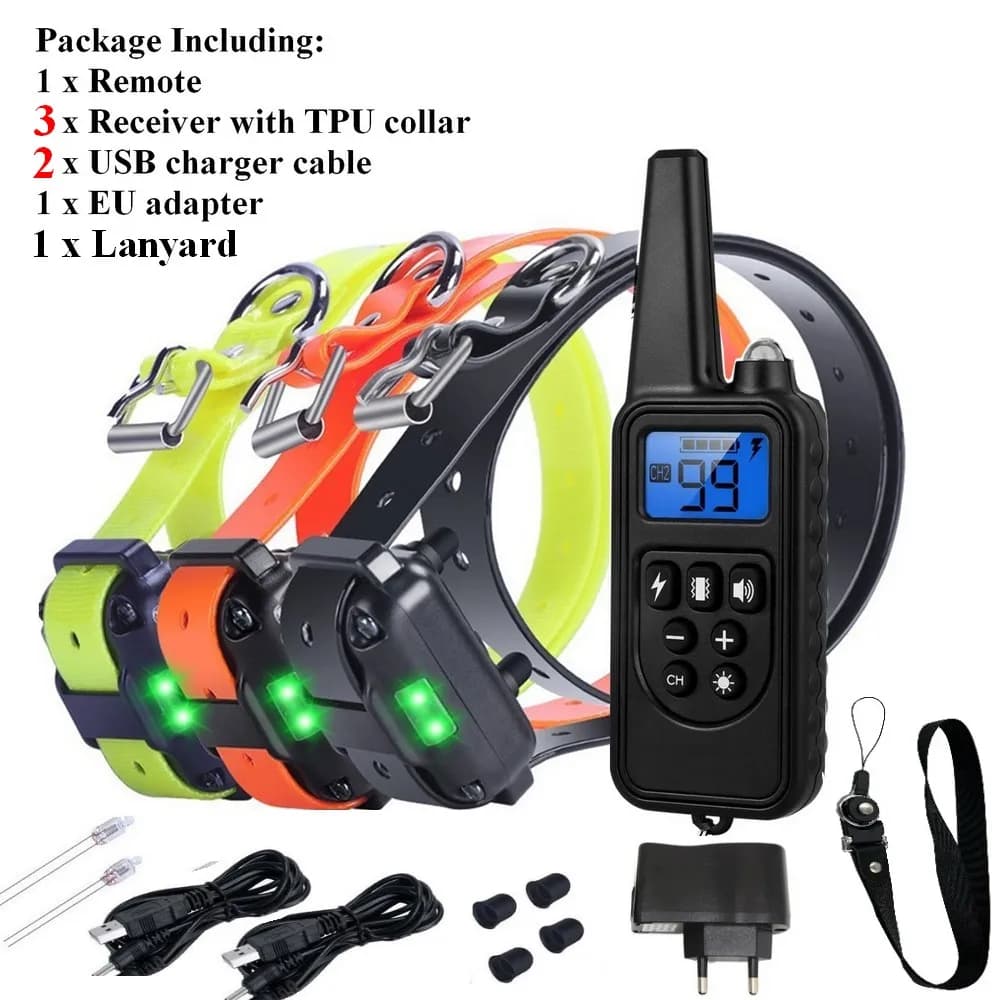 Collare di addestramento per cani da compagnia 800M Collare per scosse elettriche per cani IP7 Immersione Dispositivo per cani con telecomando impermeabile Display LCD di ricarica