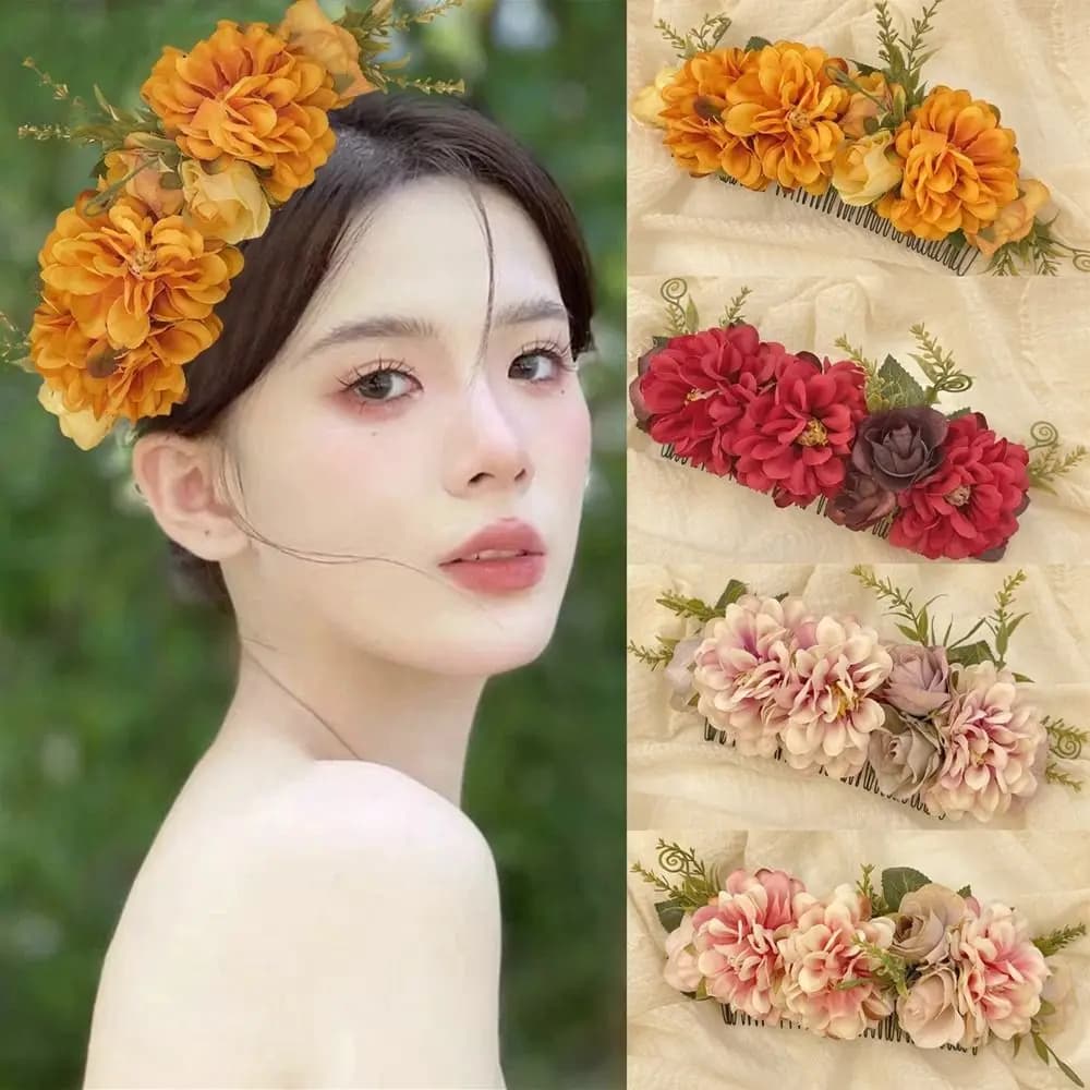 Sweet Flower Flower Hair Comb Side Clip Hair Clip Flower Hairpin Styling Tools Hair Accessories Wedding Bride Accessories Girl