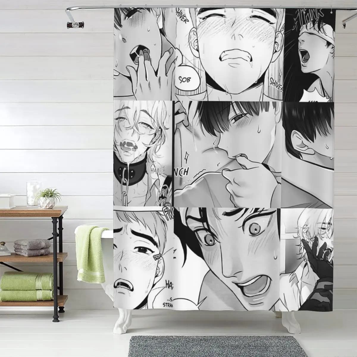 The Good Yaoi Boys Tenda da doccia per bagno in poliestere impermeabile con ganci
