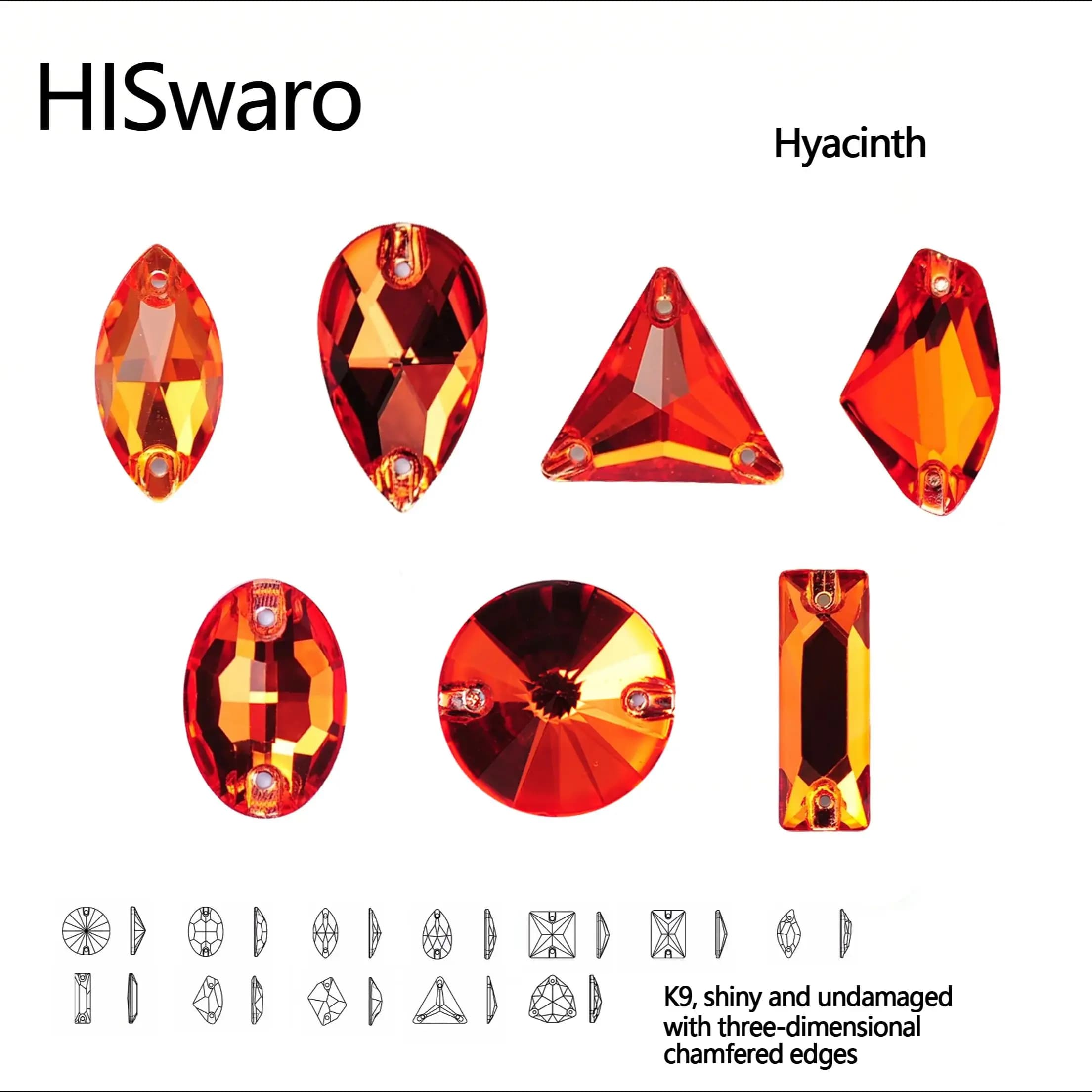 Strass HISwaro a Forma di Giacinto per Lavori di Cucito, Pietre da Cucire, Decorazioni per Abiti, Borse, Abbigliamento per Pattinaggio Artistico