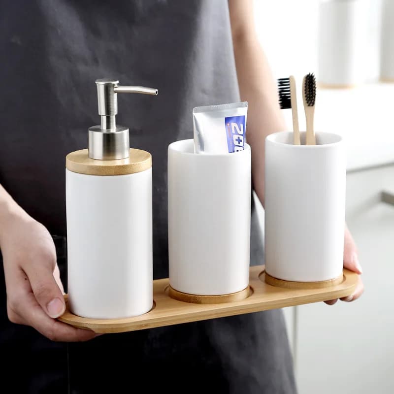 Soap Holder Ceramics Bathroom Accessories Set Dispenser/Toothbrush Holder/Tumbler/Soap Dish Aromatherapy Products