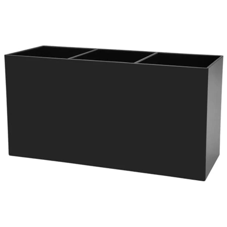 Black Makeup Brush Organizer, Acrylic Cosmetic Brushes Storage Holder with 3 Slots, Pencil Pen Holder for Desk, Desk Organizer