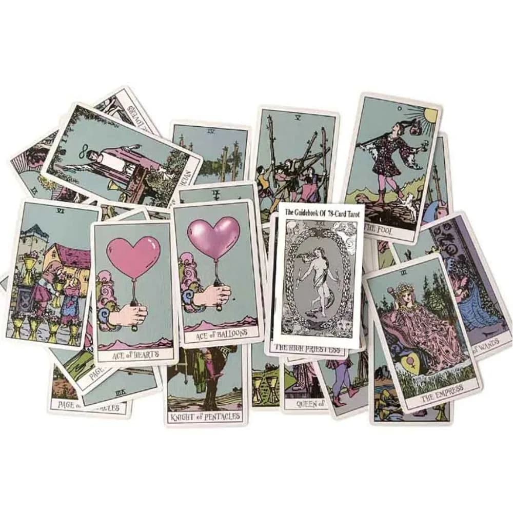 Gioco di carte tarocchi Pastel Rider da 10,3 * 6 cm Oracle 78 pezzi di carte tarocchi rosa con guida per principianti
