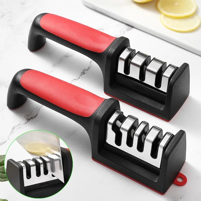 Affilacoltelli a 3/4 Segmenti, Multifunzionale da Cucina, Affilatura Rapida, Pietra per Affilare a Tre Fasi, Accessori da Cucina