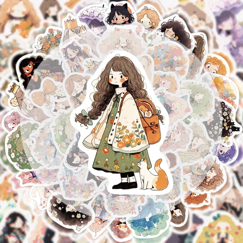Set di 60 simpatici adesivi per doodle, adesivi e decalcomanie vibranti, stili multipli senza duplicazione, adatti per bottiglie d'acqua, laptop, valigie, skateboard, chitarre, decorazioni per feste
