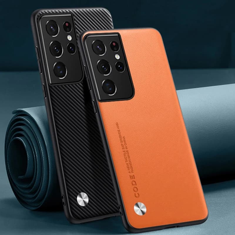 Custodia in pelle PU di lusso per Samsung Galaxy S21 Ultra 5G Cover posteriore Custodia in silicone TPU con protezione completa per Samsung S21 Ultra