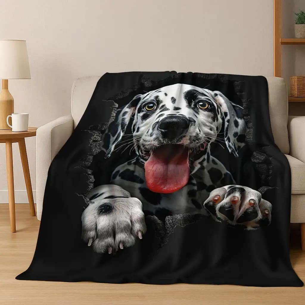 Coperta di flanella carina per cuccioli di cane con illusione 3D, coperta morbida e accogliente per la casa, camera da letto, divano letto, copertura da picnic, regalo per bambini
