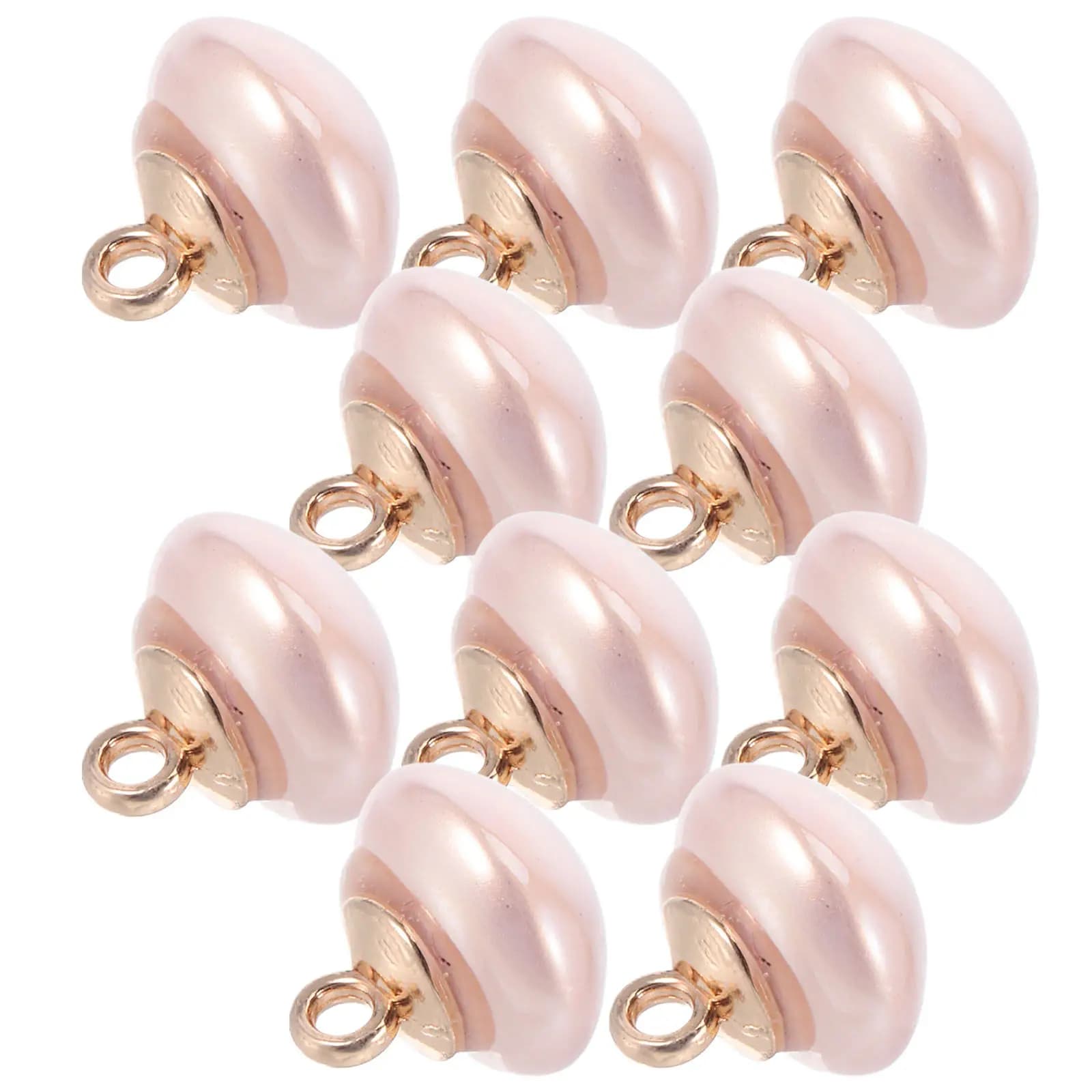 10 Pezzi Bottoni in Perla Rosa da 10 mm, Rotondi e Piatti con Gambo, per Cucito, per Cheongsam Tradizionale, Cappotti, Camicette, Matrimoni, Artigianato Fai da Te