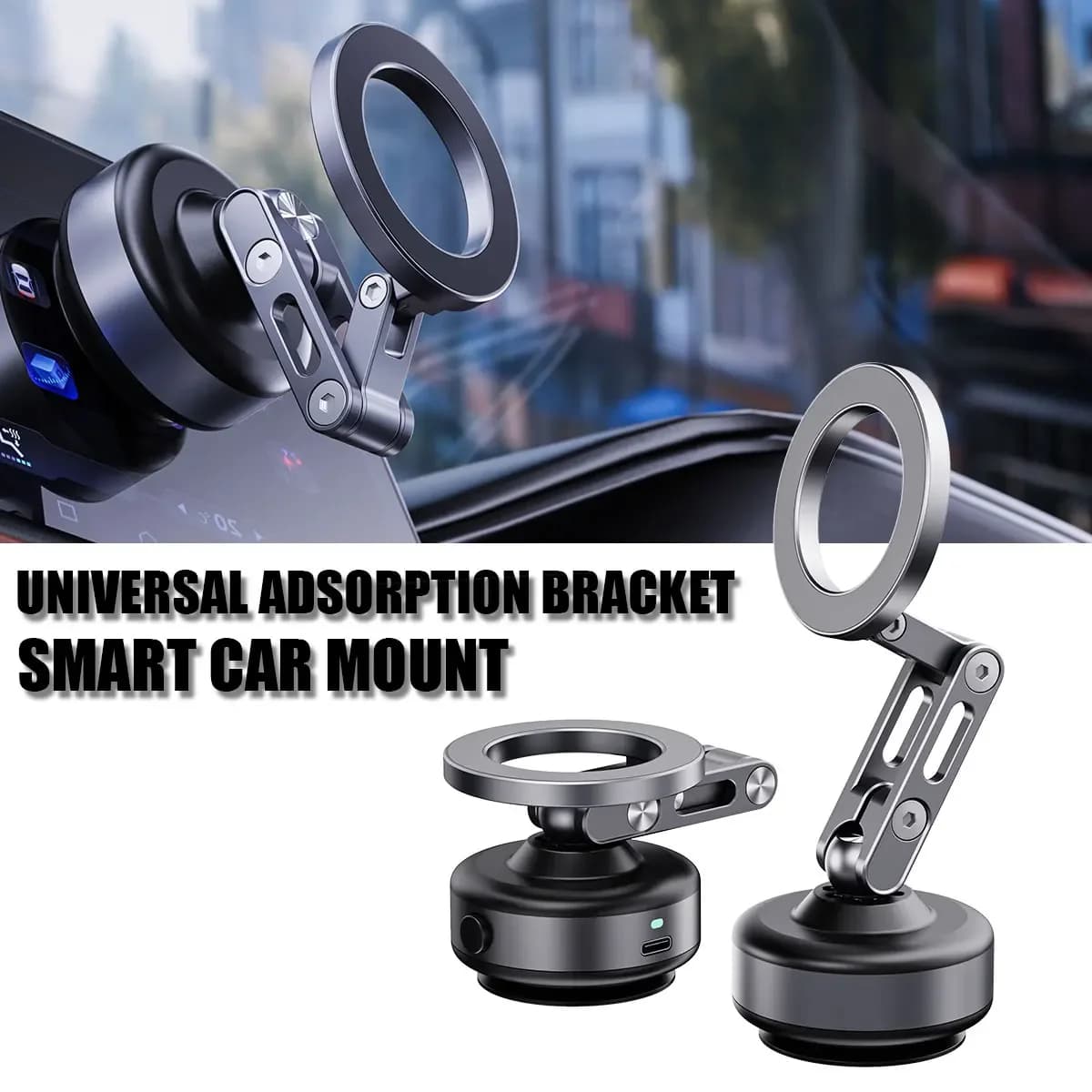 Forte supporto magnetico per telefono per auto Ventosa elettrica Supporto per telefono cellulare pieghevole girevole a 360° Adsorbimento del vuoto Telefono stabile