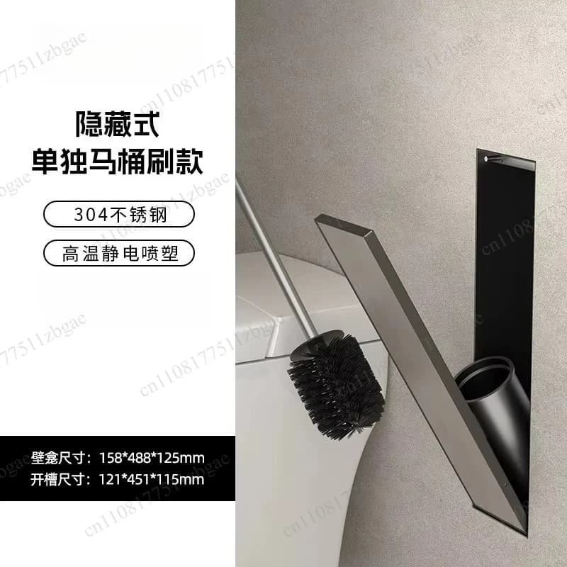 Bathroom Storage Accessory Stainless Steel Recessed in-Wall Toilet Brush Niche, Hidden Embedded for Modern Minimalist Washroom