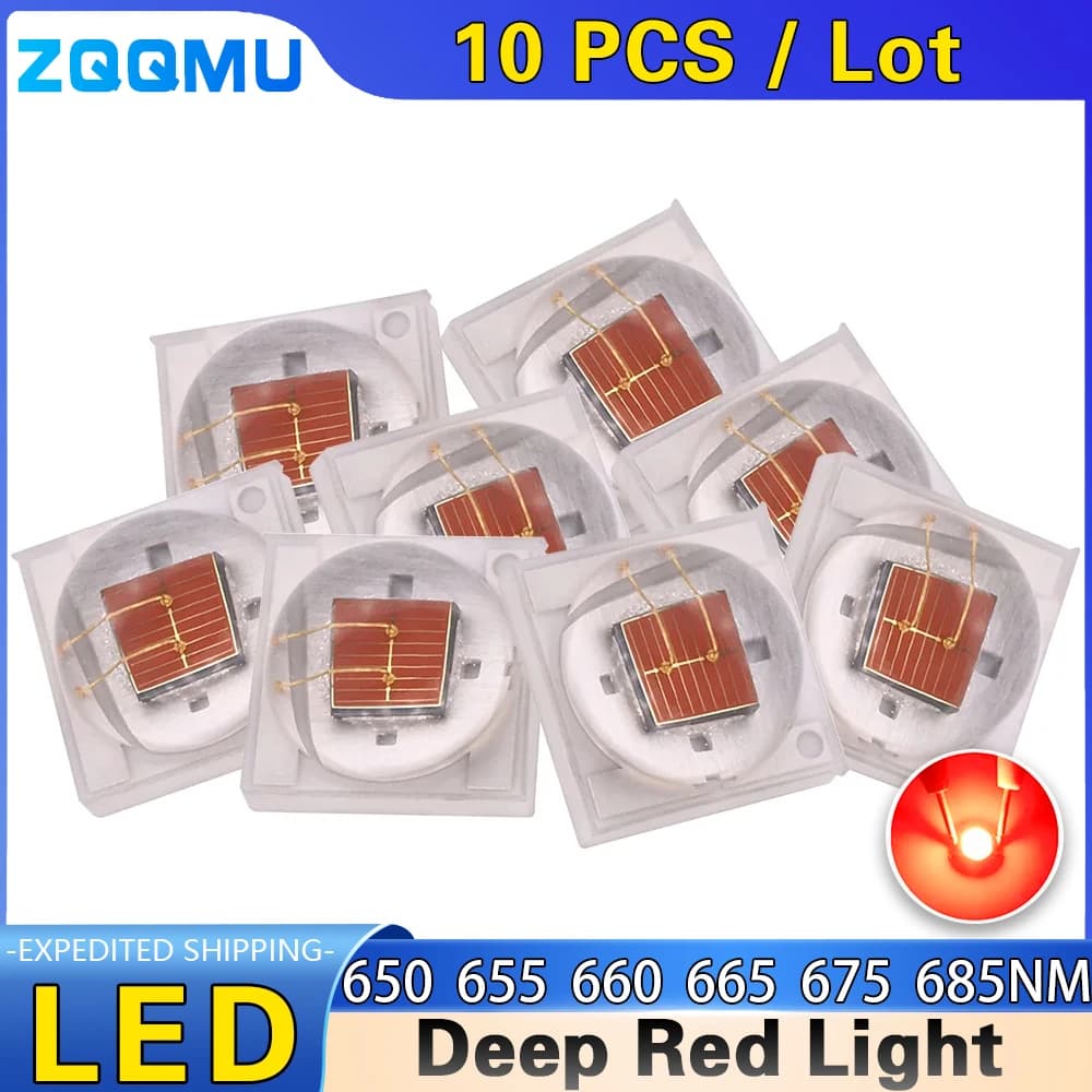 10 PZ 3 W 650nm 655nm 660nm 670nm 680nm Luce Rossa Profonda SMD3535 Lampada per Crescita Delle Piante Perline In Ceramica Ad Alta Potenza HA CONDOTTO LA Sorgente Luminosa