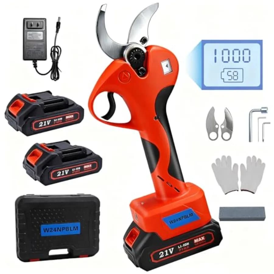 Electric Pruning Shears 2 inches 50mm Cutting Diameter Cordless Pruning Shears with LCD Display 2pcs 2000mAh Rechargeable Lithi