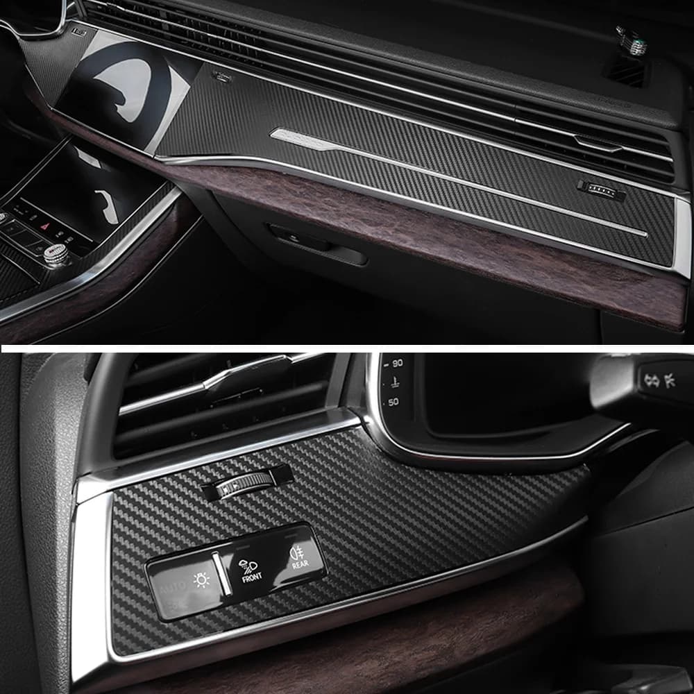 Per Audi Q7 Q8 4M 2021-2023 Pannello di controllo centrale interno Maniglia della porta 3D/5D Adesivi in fibra di carbonio Decalcomanie Car styling Accessorie