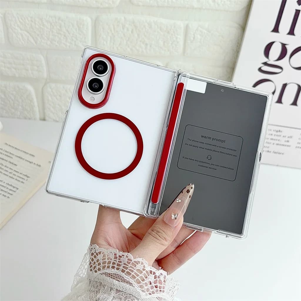 Matte Translucent PC Phone Case W/ or W/O Front Screen Film For Samsung Galaxy Z Fold 8 Ultra Fold8 7 6 5 Magnetic Hinge Cover