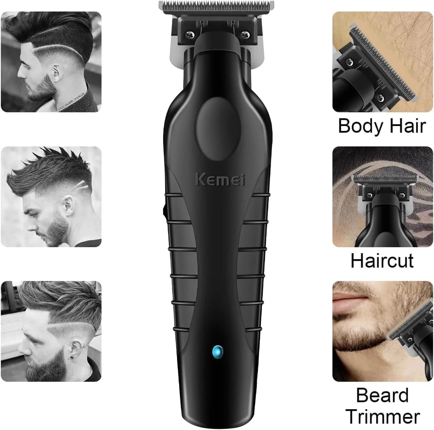 Kemei 2299 Barber Zero Gapped Trimmer Professional 0 mm battery haircut for men Haircut machine with rechargeable finish