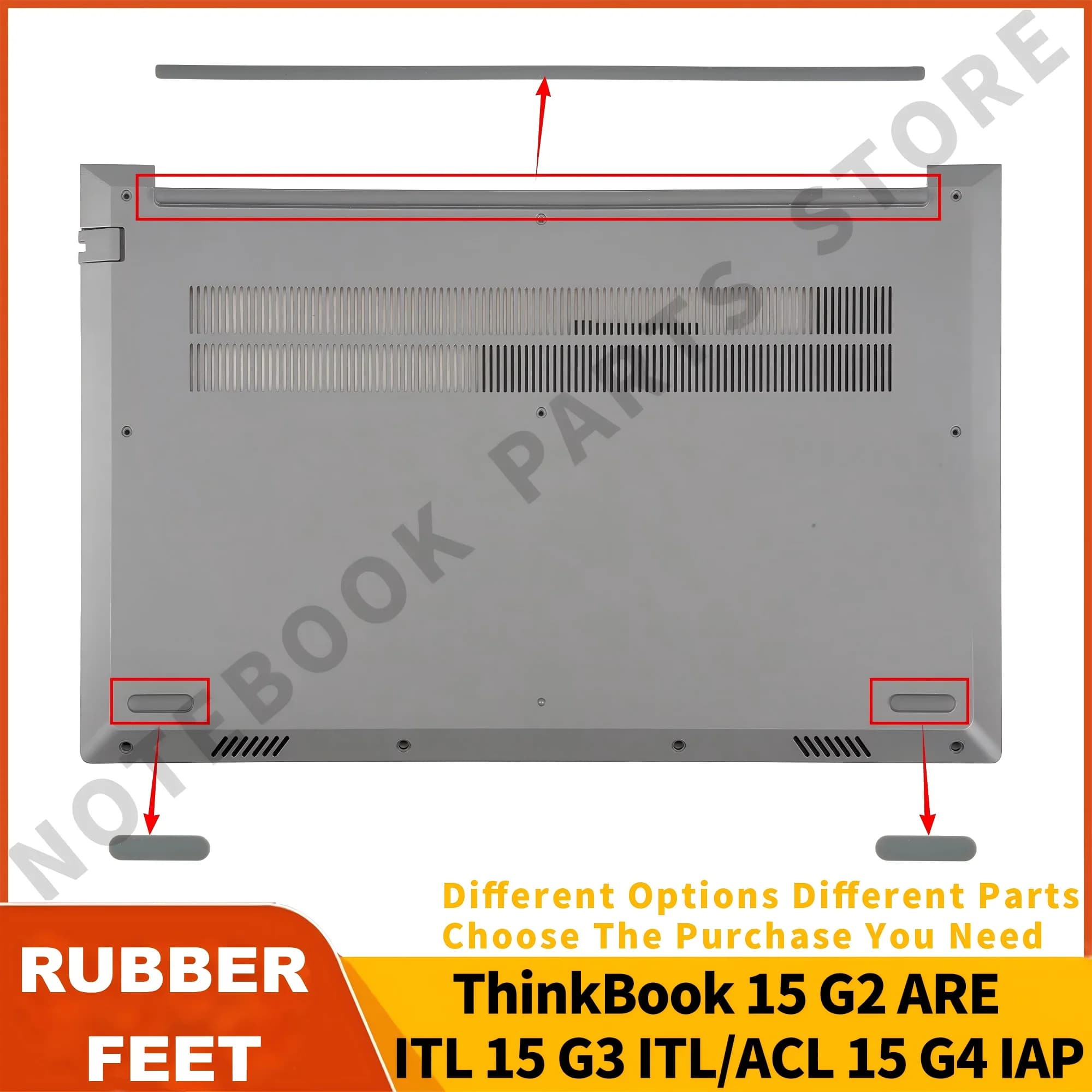 Rubber Feet on Bottom Cover For ThinkBook 15 G2 ARE/ITL 15 G3 ITL/ACL 15 G4 IAP 15 G5 ABP Anti Slip Strips Dark Gray Pad Repair