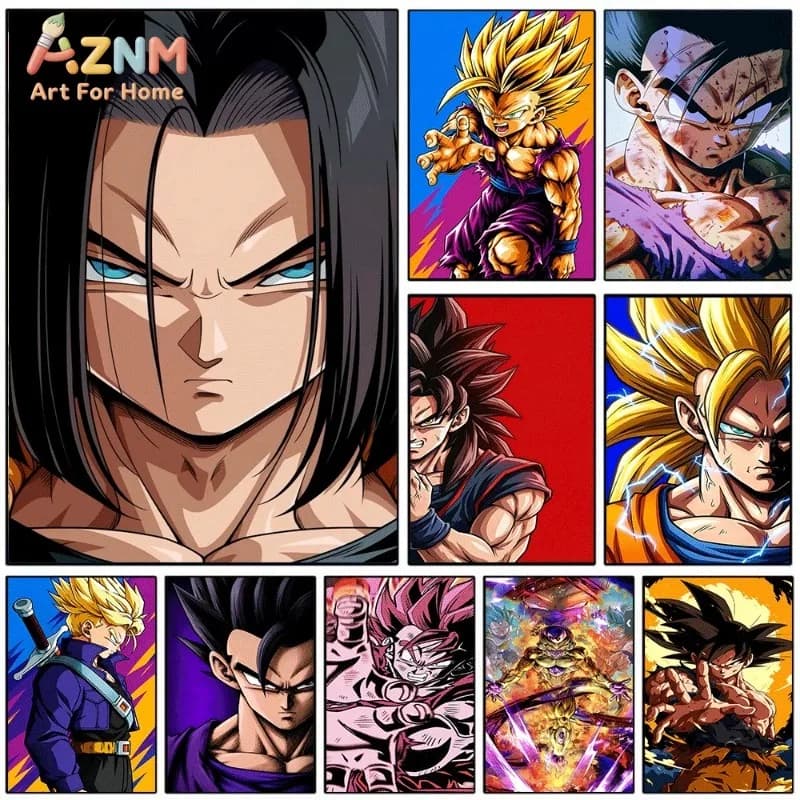 Dragon Ball Z Android 17 Canvas Wall Art Anime Super Saiyan Print Collage For Teen Boys Bedroom Gaming Dorm Wall Decor Unframed