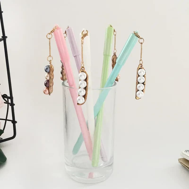 30 pezzi creativi popolari ciondolo penna gel colore perla pisello clip studente scrittura penna cancelleria penne gel