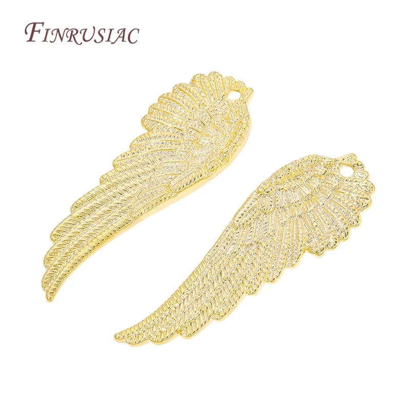 1/2 Pezzi Connettori a Forma di Ali d'Angelo in Ottone Placcato Oro 18K, Accessori per Creazione di Gioielli Fai-da-Te, Orecchini e Collane