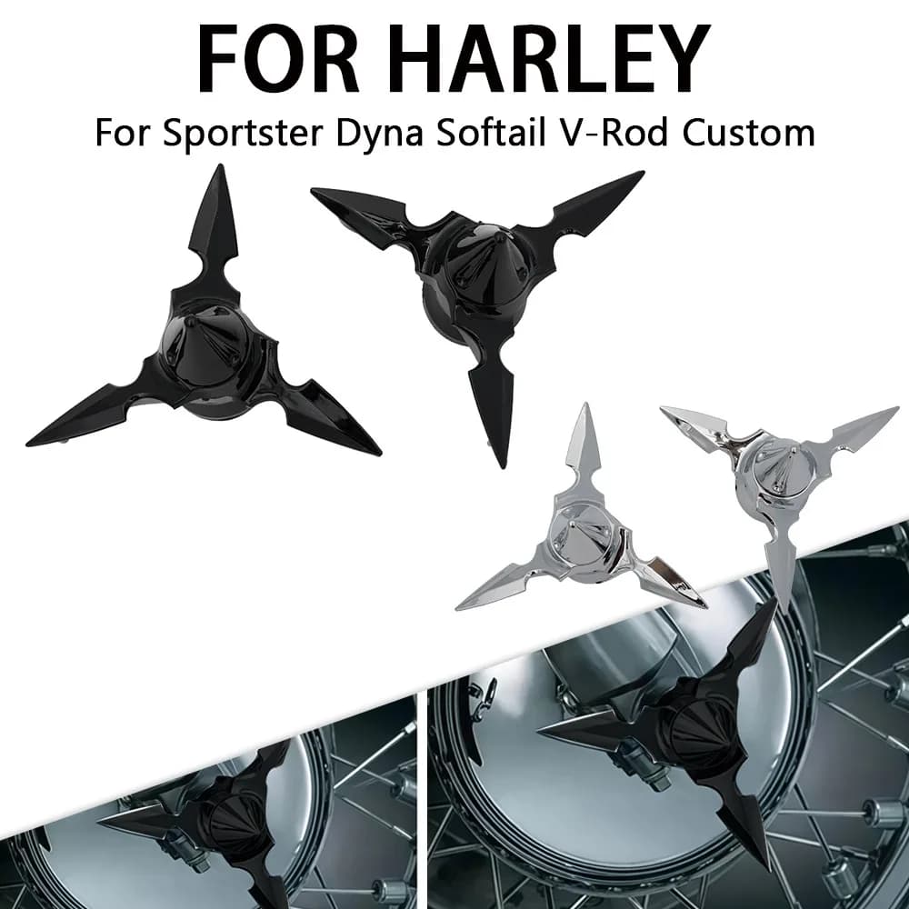 Copricoperchi per Dado Asse Anteriore Moto Cromati Neri a Forma di Teschio per Modelli Harley Sportster Dyna Softail V-Rod Custom