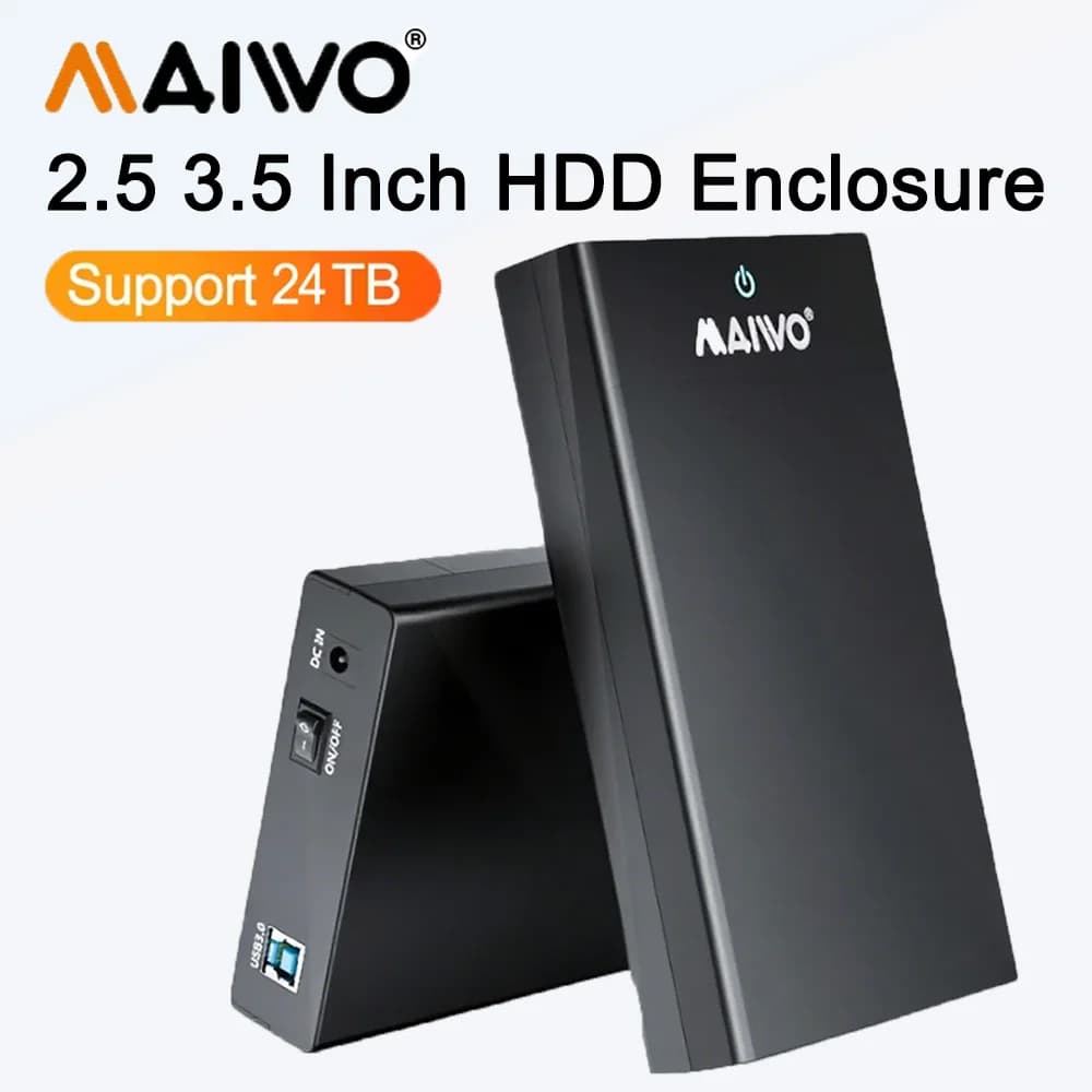 MAIWO Adattatore per scatola custodia per disco rigido esterno USB 3.0 per custodia per disco esterno SATA HDD SSD da 2,5 "3,5" per PC portatile desktop