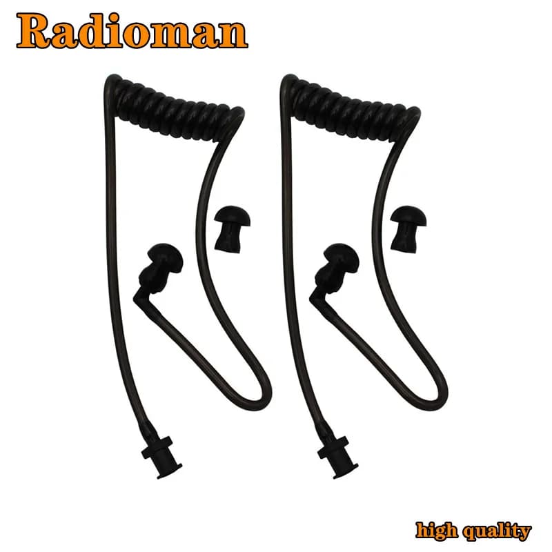 Sostituzione del tubo dell'aria a molla nera Walkie Talkie auricolare bobina di ricambio per tappi per le orecchie del tubo dell'aria acustico per auricolare Radio bidirezionale