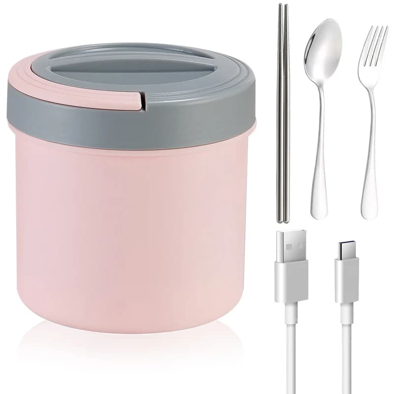USB riscaldamento elettrico Lunch Box portatile Picnic Office Car 12V 24V 5V scaldavivande Set di contenitori riscaldati in acciaio inossidabile a tenuta stagna