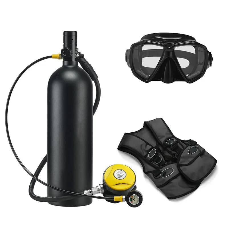 Portable underwater tank kit, 2 litre dive pump for adults with underwater torch and snorkeling mask, for underwater exploration