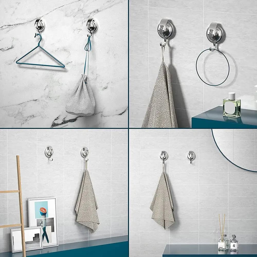 Ganci a ventosa per doccia da bagno cromati, lucidi, resistenti, senza foratura, per organizzazione