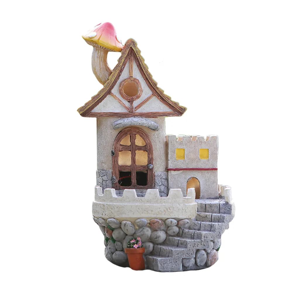 Luce Notturna Solare a Forma di Casa sull'Albero, Ornamento Creativo in Resina per Giardino, Decorazione per Esterni, Patio, Prato, Giardino delle Fate