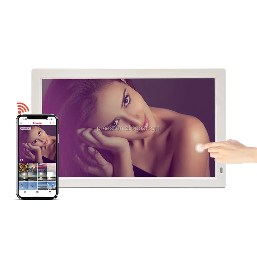 Cornice Digitale WiFi Pros Digital Cloud Album 18.5 Pollici, 16GB, Schermo Touch IPS 1280x800, App Android per Aggiungere Foto, Orologio