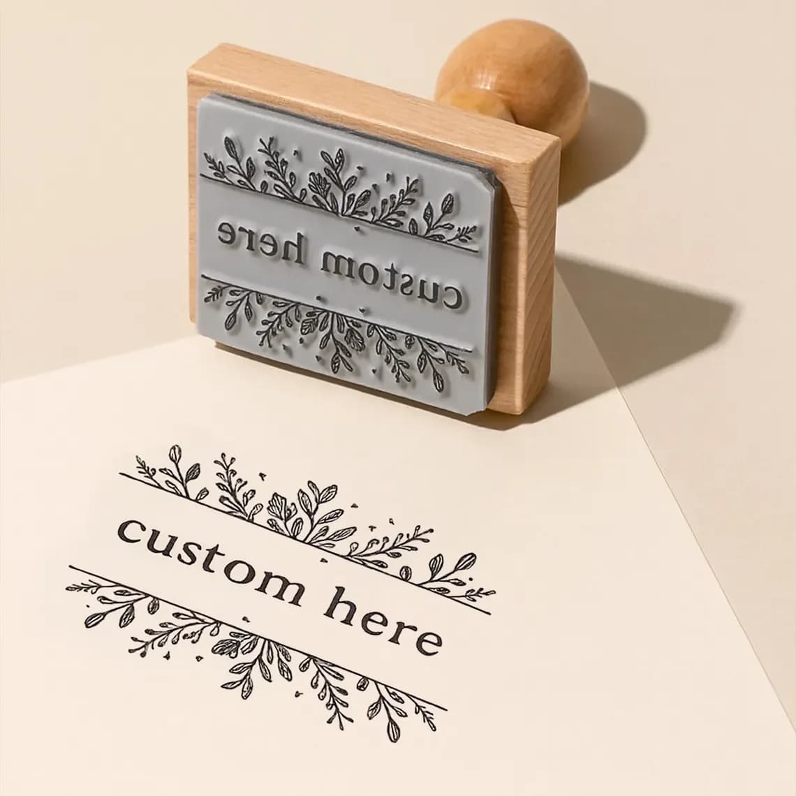 Custom Wooden Stamp Personalized Self Inking Wax Logo Seal for Gift Book Coffee Cup Business Card Fabric Kraft Paper Stamps Seal