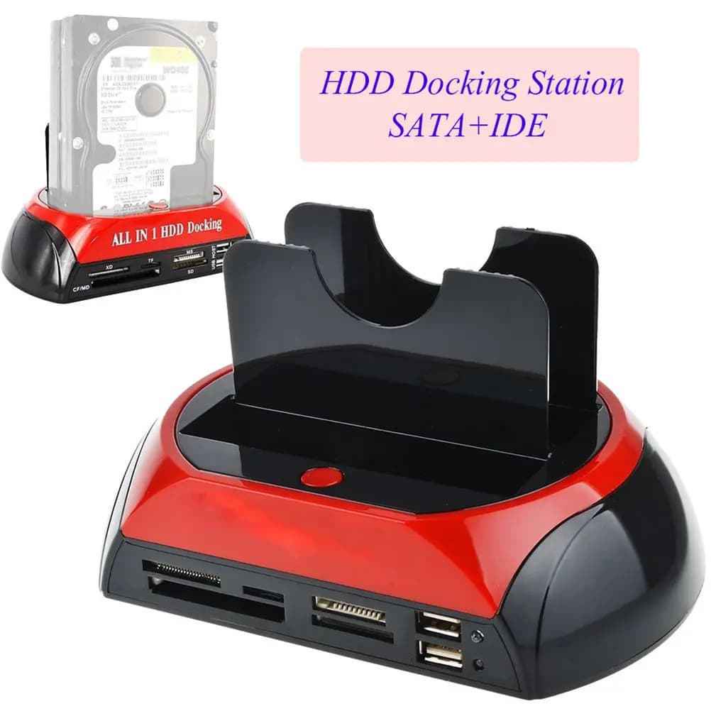 Docking Station per HDD con Doppio Hub USB, Clonatore di Dischi Rigidi Multifunzione, Supporto per Lettura e Copia Hot Plug di HDD 2.5/3.5