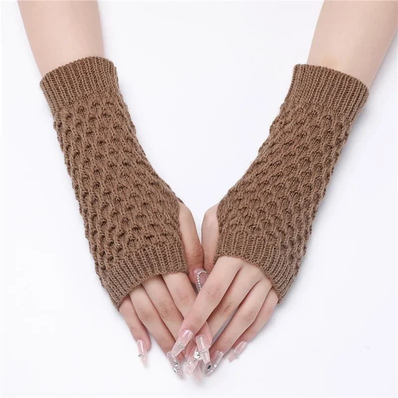 Autunno inverno romboidale lavorato a maglia mezze dita copertura del braccio manicotti scaldamuscoli donna guanti da polso da ciclismo antivento maniche Decorative