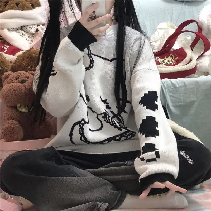Sanrio Hello Kitty maglione lavorato a maglia da donna carino cardigan in maglia morbida stile giapponese Y2k dolce top maglione lavorato a maglia ispessito