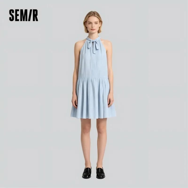 Semir Dress Women Beach Vacation Halter Two-Way Long Dress 2025 New Summer Bowknot Design for Stylish and Romantic Outfits