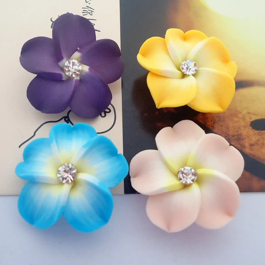 10 pz 30mm Argilla Polimerica Plumeria Frangipani Fiore Accessori Per Fai Da Te Vacanza Hawaiana Mare Collana Copricapi Creazione di Gioielli