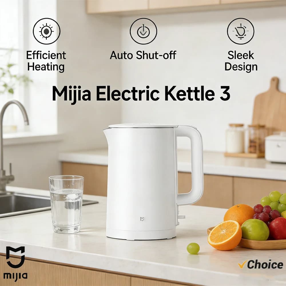 XIAOMI MIJIA 3 electric kettle, double layer body, 316L stainless steel interior, 1800 W fast boiling, CN version with adapter