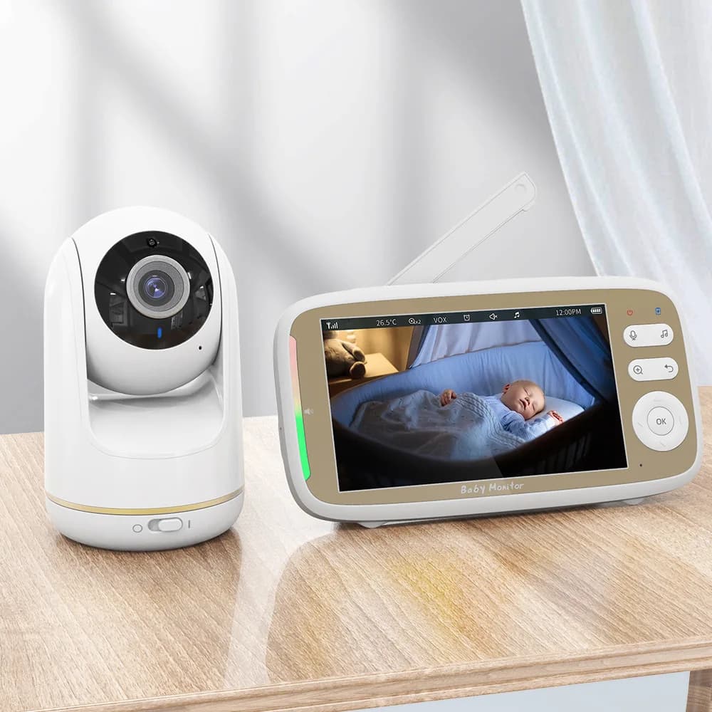 Baby monitor intelligente HD 720p con fotocamera e audio per visione notturna 360 ° Monitoraggio PTZ Video Wifi Baby Sleep Monitors Telecamera wireless