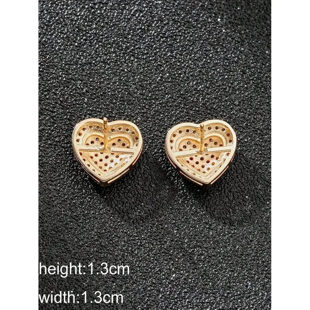 Zirconia Heart Decor Stud Earrings For Women For Party Banquet Wedding