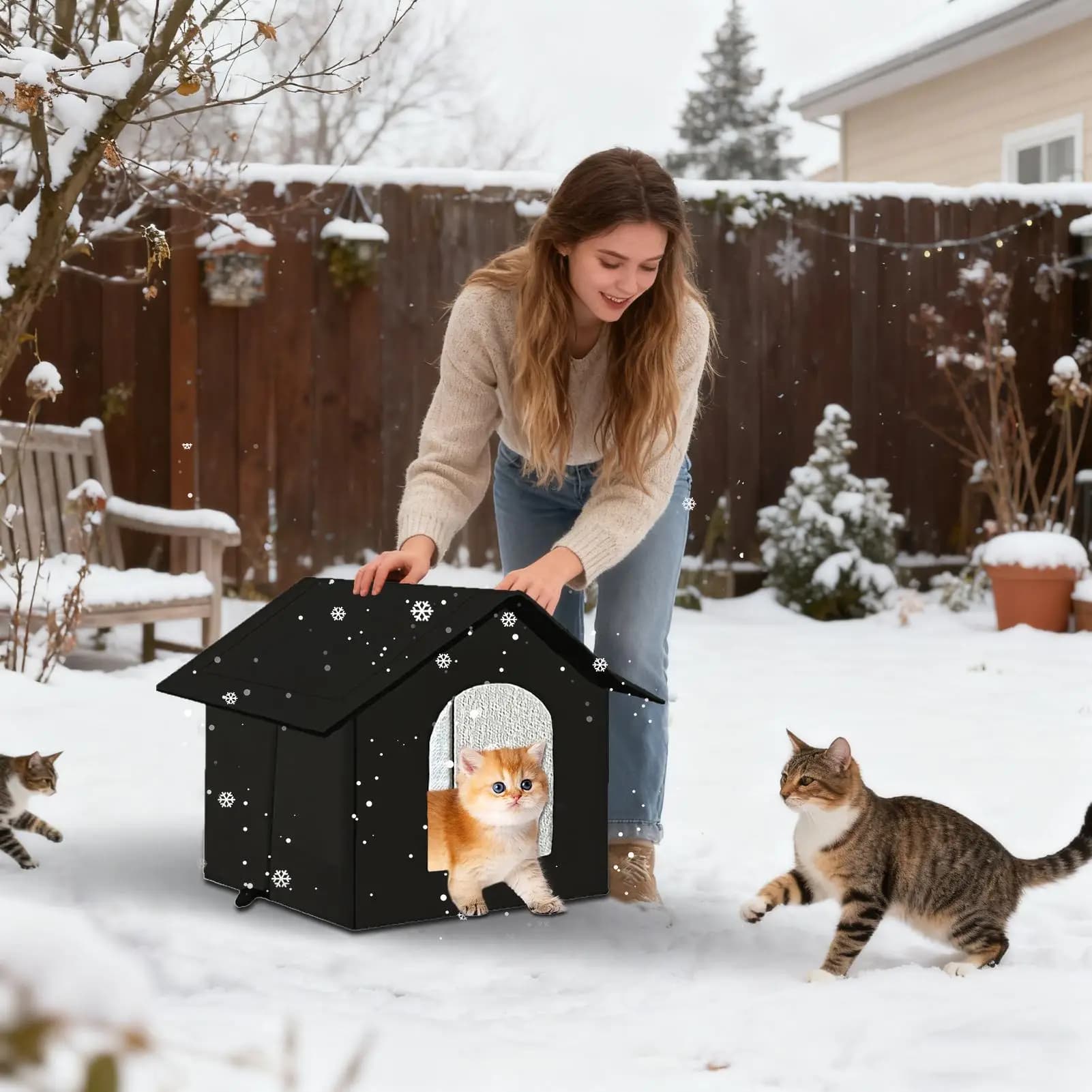 Lettino per cani di piccola taglia Casetta per gatti impermeabile calda per animali domestici per calmare il sonno Gattini Cuccioli Animali Viaggi a casa all'aperto