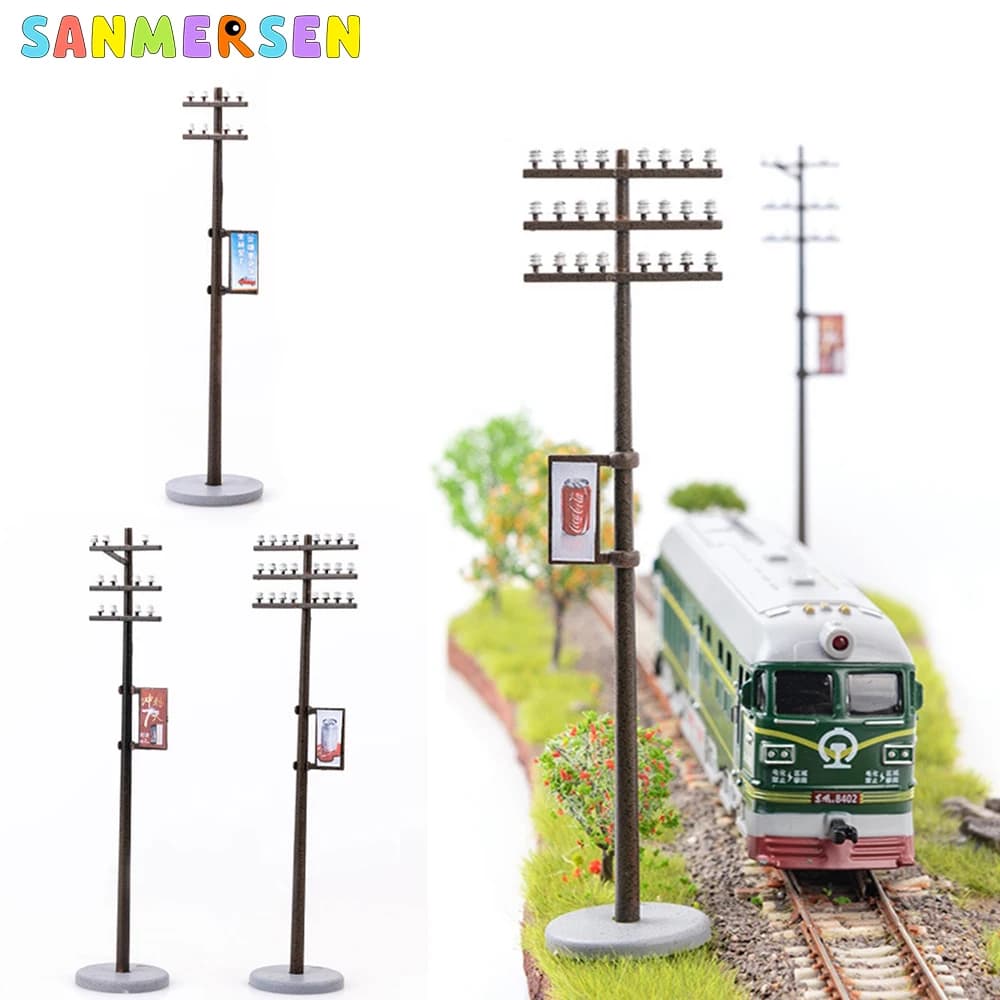 6 pezzi di pali del telefono Set 1:87 HO scala calibro modello treno paesaggio accessori fai da te Micro paesaggio pali di alimentazione Set