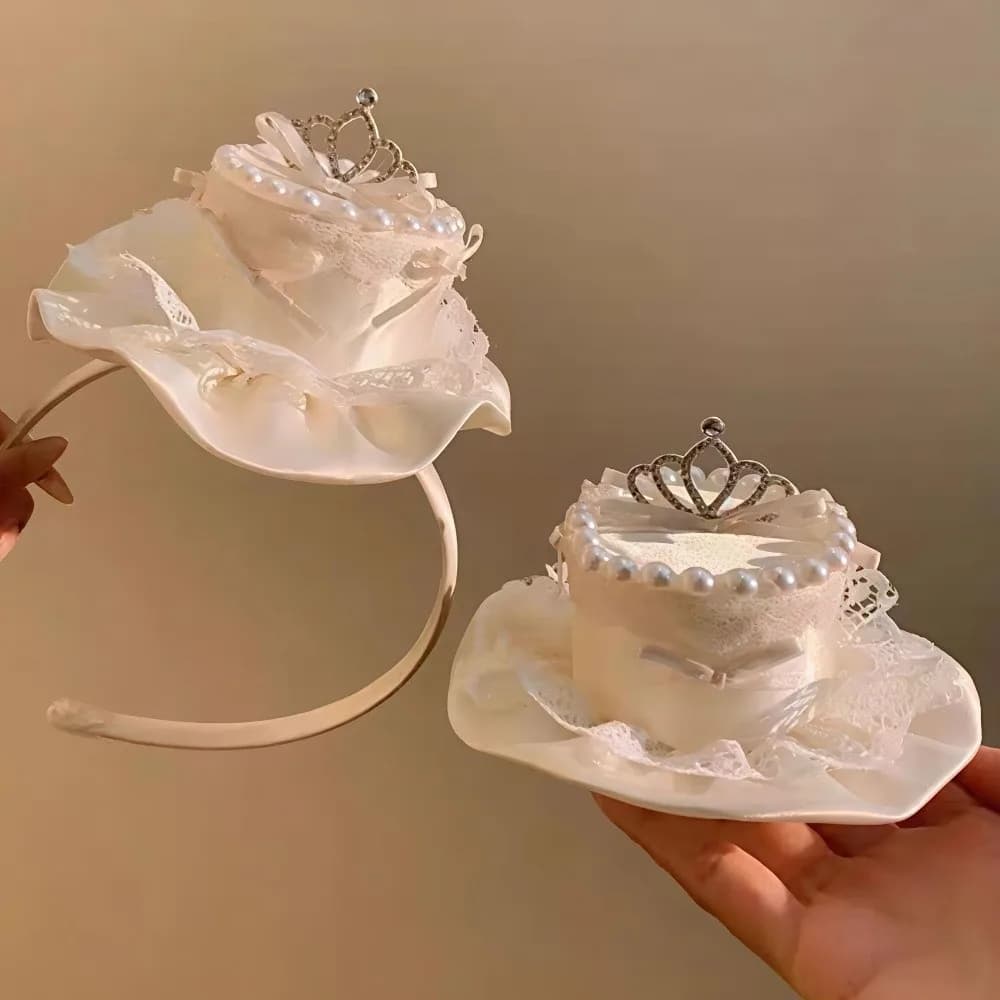 Elegant Cake Hat Hair Clip Cream Cherry Lace Edge Crown Hair Clip Non-slip Exquisite Birthday Top Hat Hair Clip Hair Accessories