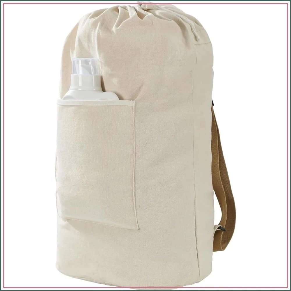 Canvas Laundry Bag, Washable Backpack, Adjustable Straps, Large Front Pocket, Drawstring Closure, XX-Large