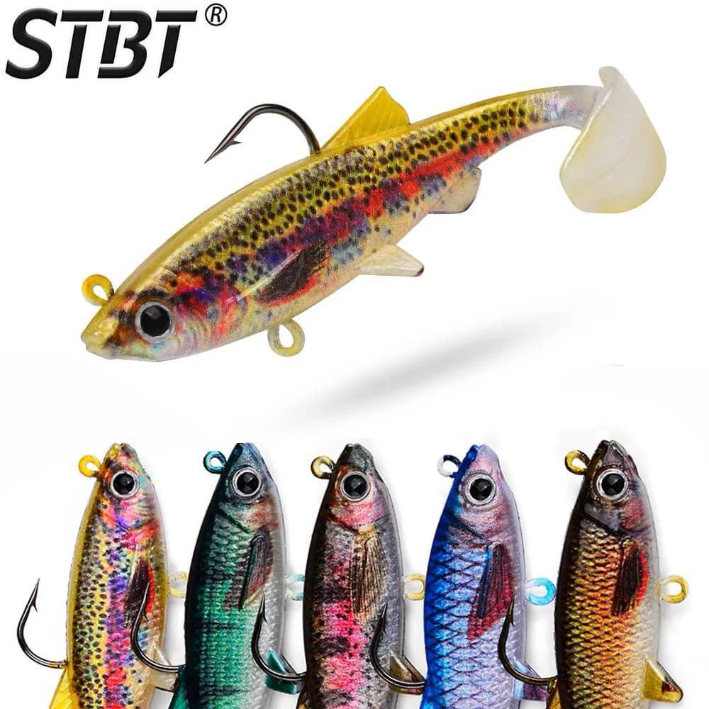 Esca da pesca morbida Testa di piombo Coda a T Plastica realistica per spigola Snakehead Attrezzatura artificiale d'acqua dolce d'acqua salata