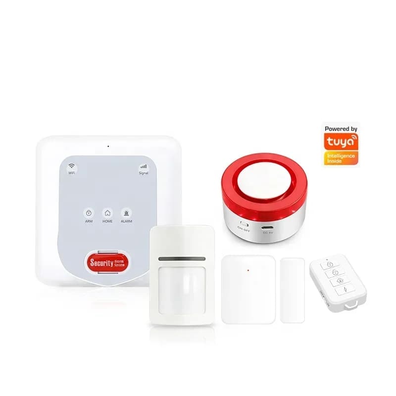 Nuovo sistema di allarme domestico intelligente TUYA GSM/WiFi/Zigbee con rilevatore PIR, rilevatore porta, telecomando e sirena.