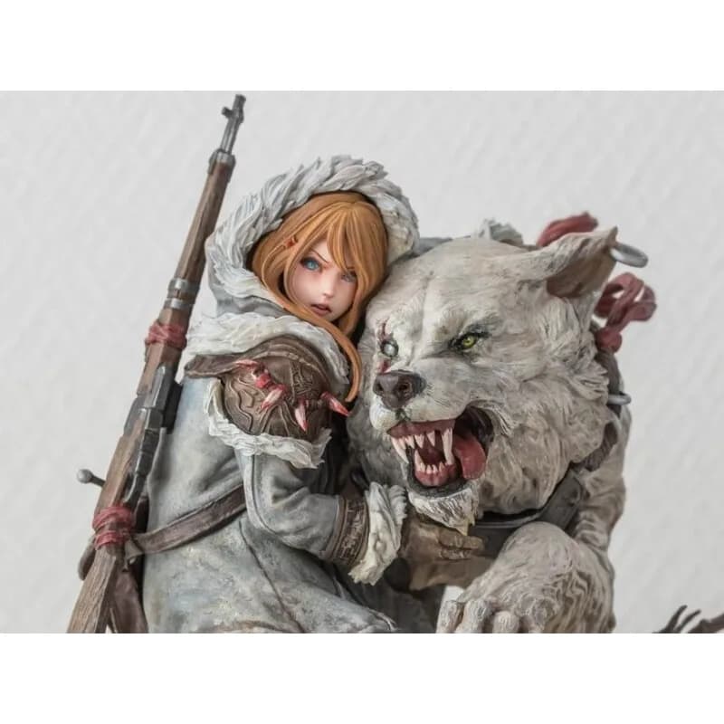 Nuova Statuetta Anime GK Ragazza e Lupo Kawaii in Resina, Modello Bianco Fai-da-Te, Giocattoli, Ornamenti, Regali